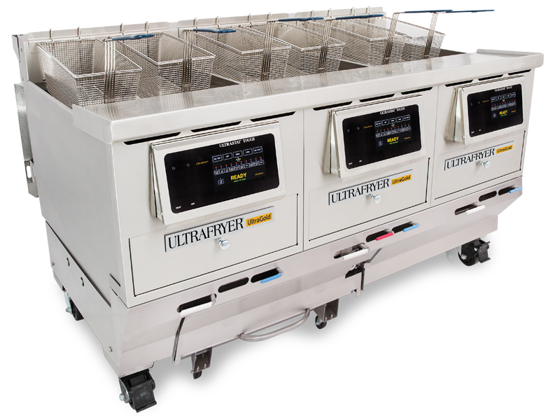 Right Size IR-RS Three Vat Commercial Gas Deep Fryer with UltraClear Plus Filtration